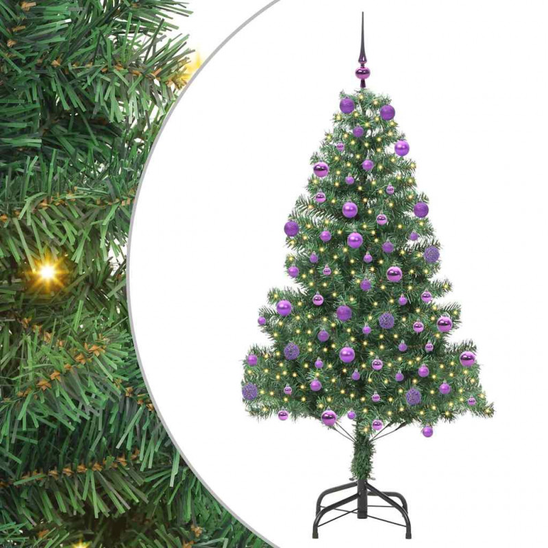 Choinka z 300 diodami LED z podstawą Zielony 210 cm PVC