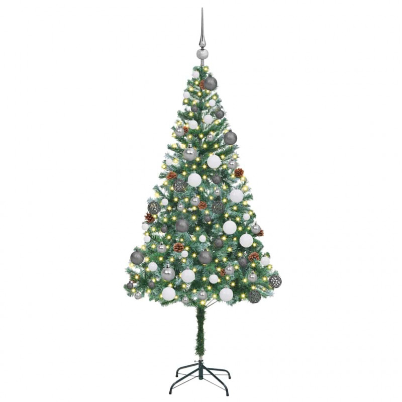 Sztuczna choinka z 300 diodami LED Zielony 180 cm PVC i stal