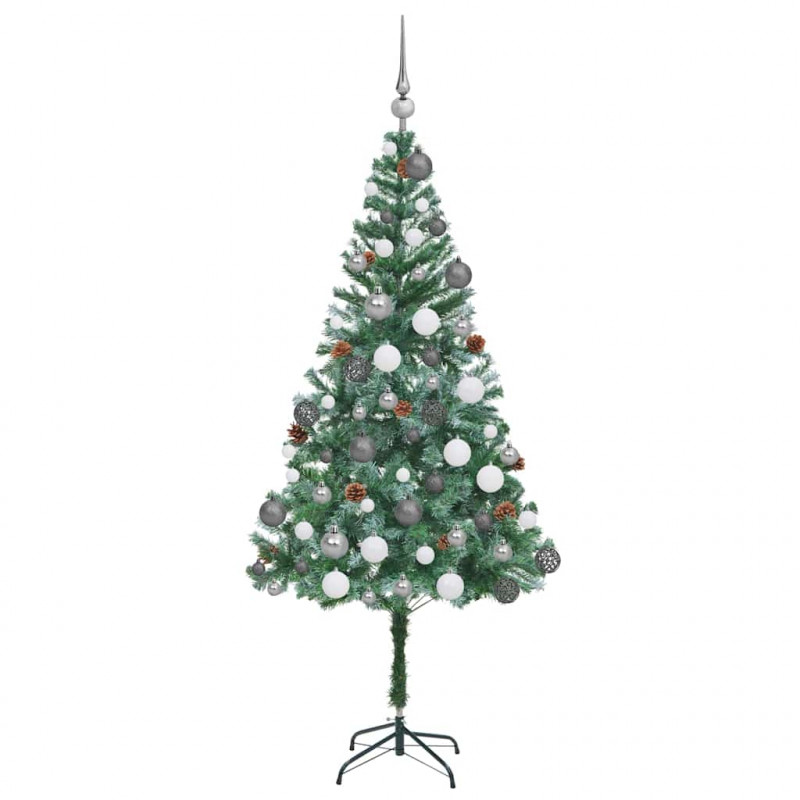 Sztuczna choinka z 300 diodami LED Zielony 180 cm PVC i stal