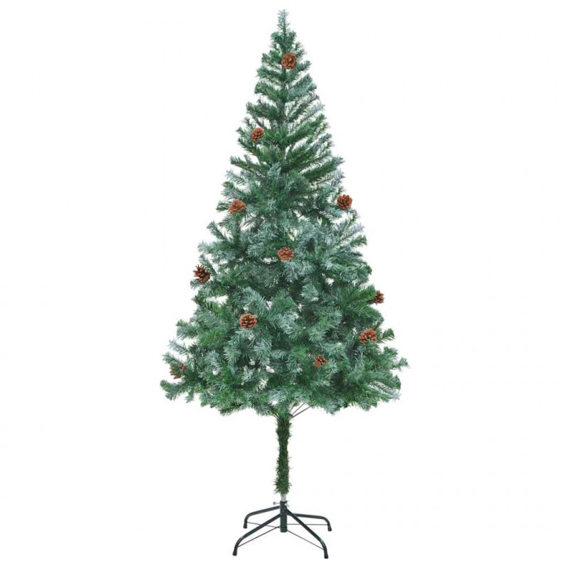 Sztuczna choinka z 300 diodami LED Zielony 180 cm PVC i stal