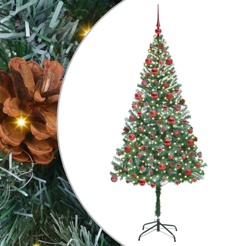 Sztuczna choinka z 300 diodami LED Zielony 180 cm PVC i stal