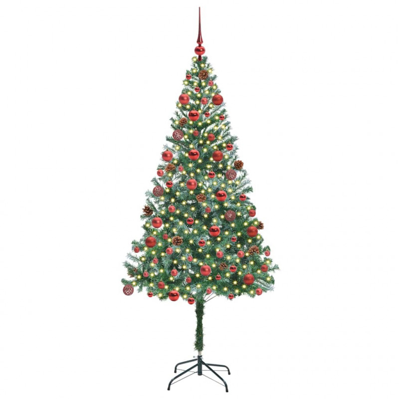 Sztuczna choinka z 300 diodami LED Zielony 180 cm PVC i stal