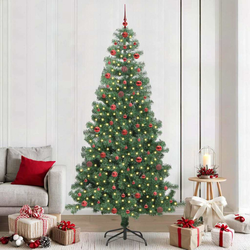Choinka z 300 diodami LED z podstawą Zielony 240 cm PVC