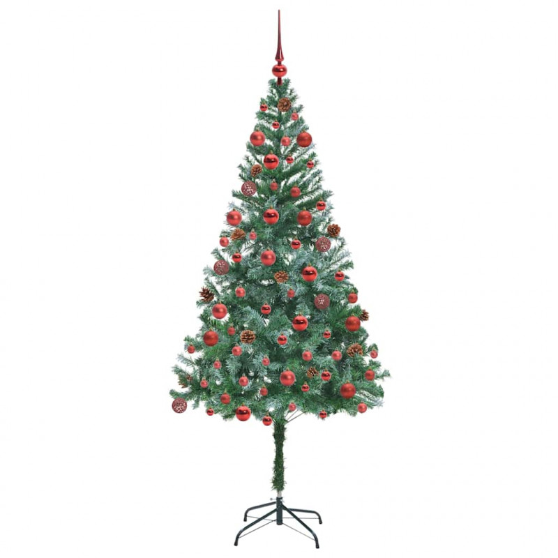 Sztuczna choinka z 300 diodami LED Zielony 180 cm PVC i stal