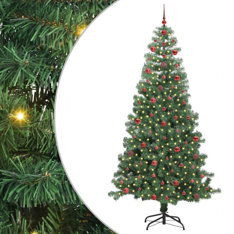 Choinka z 300 diodami LED z podstawą Zielony 240 cm PVC