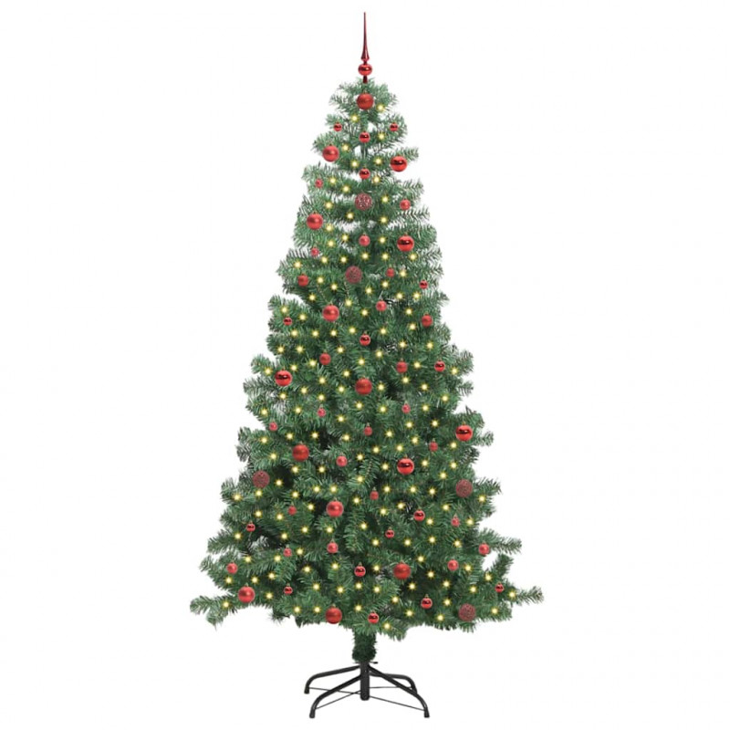 Choinka z 300 diodami LED z podstawą Zielony 240 cm PVC