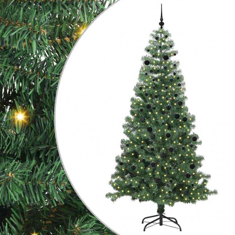 Choinka z 300 diodami LED z podstawą Zielony 240 cm PVC