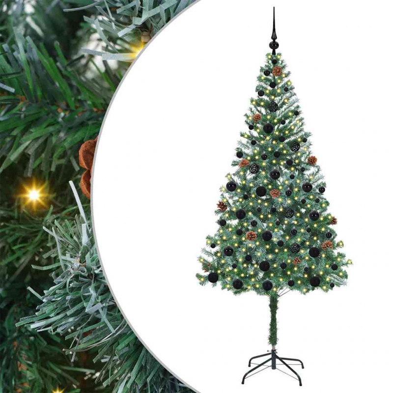 Sztuczna choinka z 300 diodami LED Zielony 180 cm PVC i stal