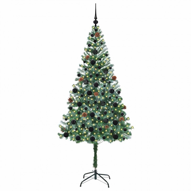Sztuczna choinka z 300 diodami LED Zielony 180 cm PVC i stal