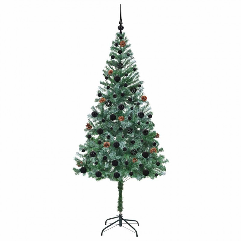 Sztuczna choinka z 300 diodami LED Zielony 180 cm PVC i stal