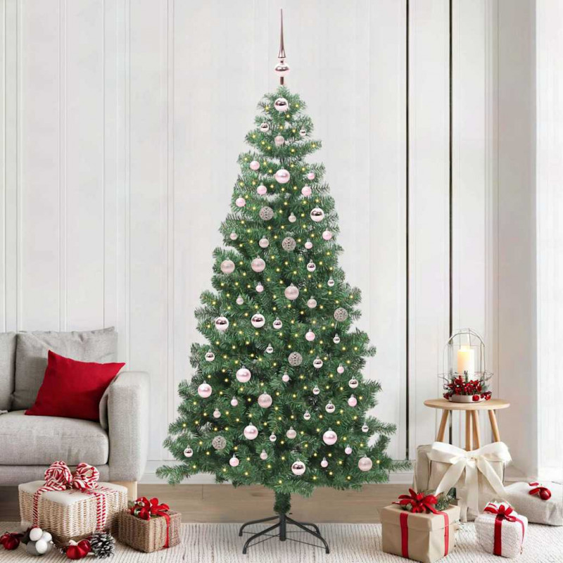 Choinka z 300 diodami LED z podstawą Zielony 240 cm PVC