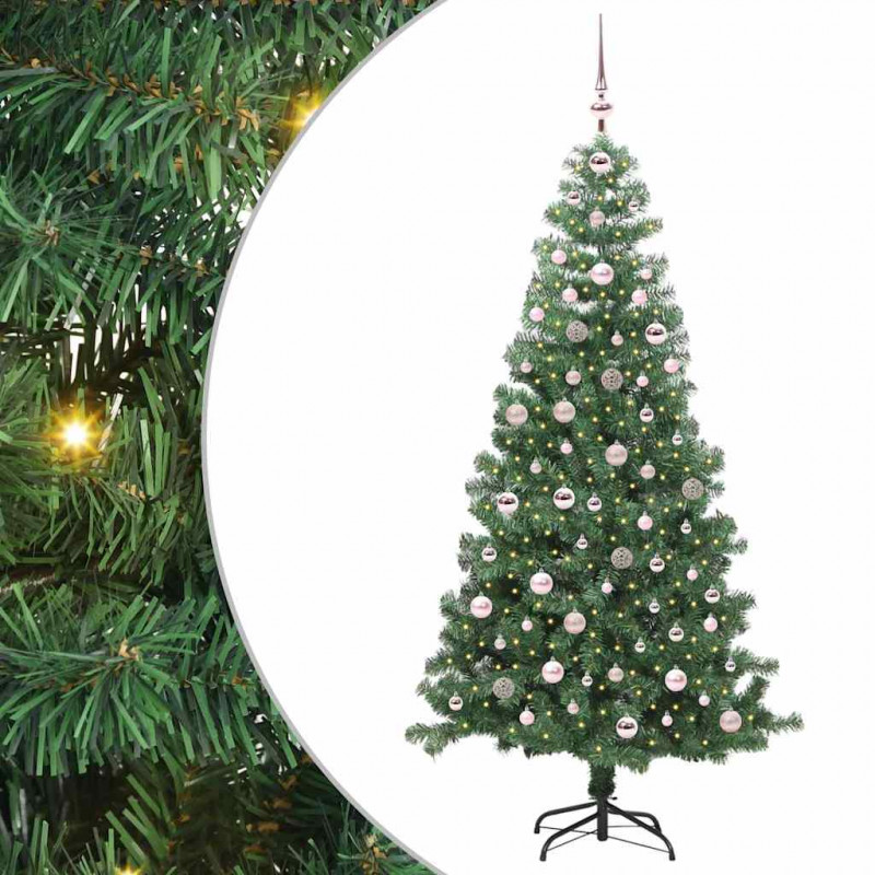 Choinka z 300 diodami LED z podstawą Zielony 240 cm PVC