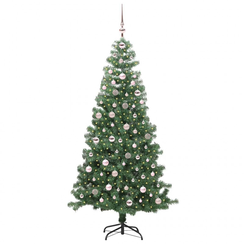 Choinka z 300 diodami LED z podstawą Zielony 240 cm PVC