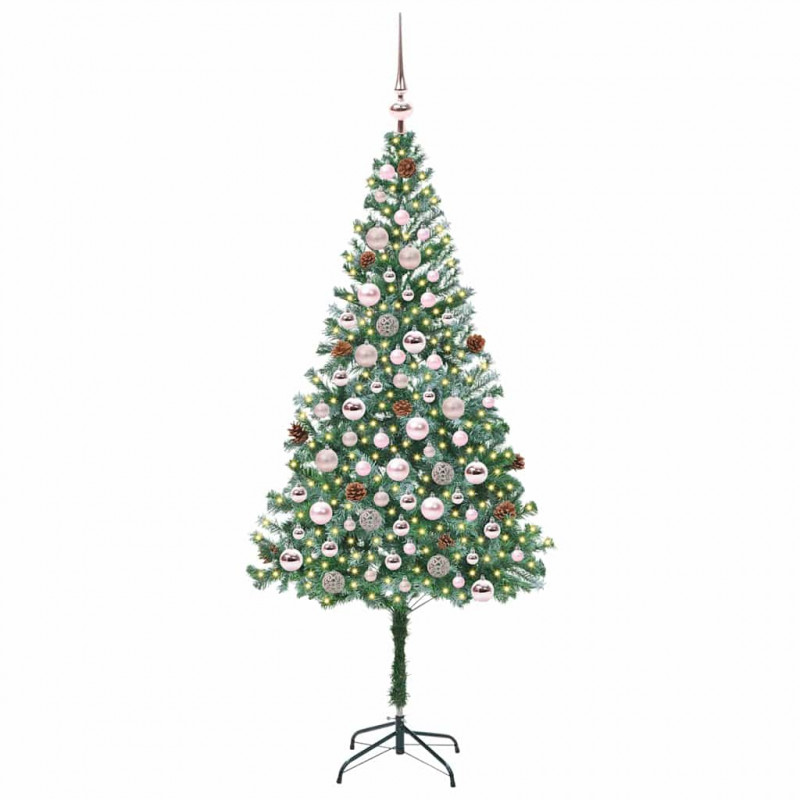 Sztuczna choinka z 300 diodami LED Zielony 180 cm PVC i stal