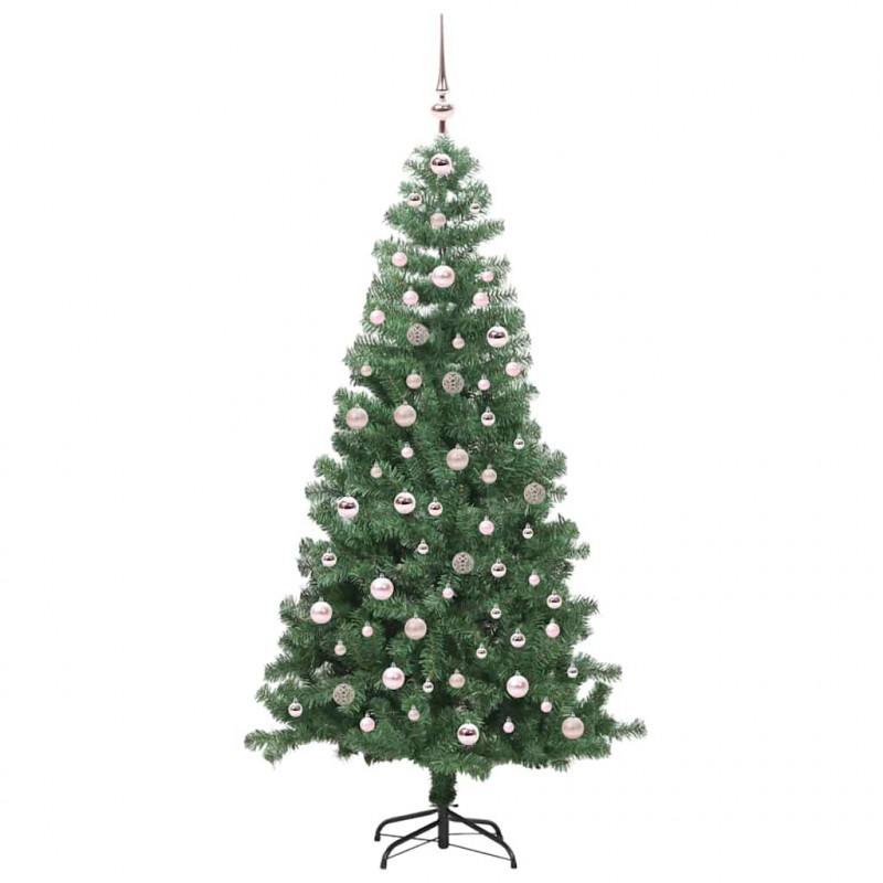 Choinka z 300 diodami LED z podstawą Zielony 240 cm PVC