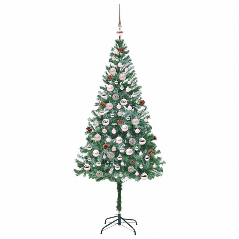 Sztuczna choinka z 300 diodami LED Zielony 180 cm PVC i stal