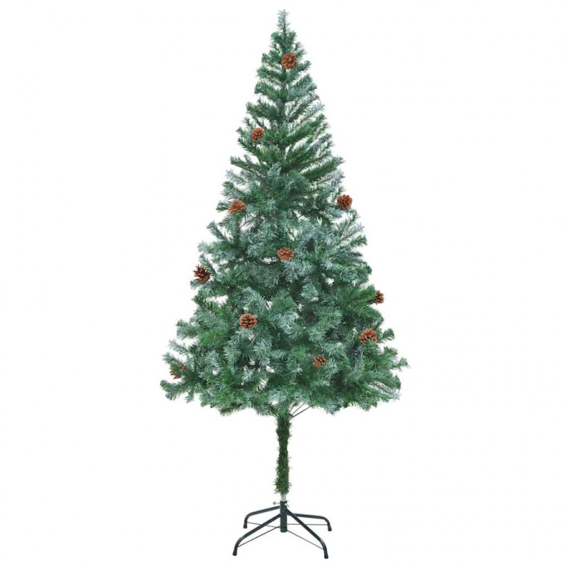 Sztuczna choinka z 300 diodami LED Zielony 180 cm PVC i stal