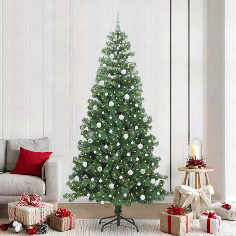Choinka z 300 diodami LED z podstawą Zielony 240 cm PVC