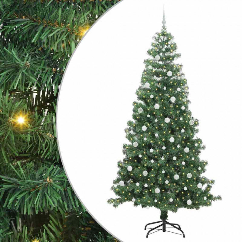 Choinka z 300 diodami LED z podstawą Zielony 240 cm PVC