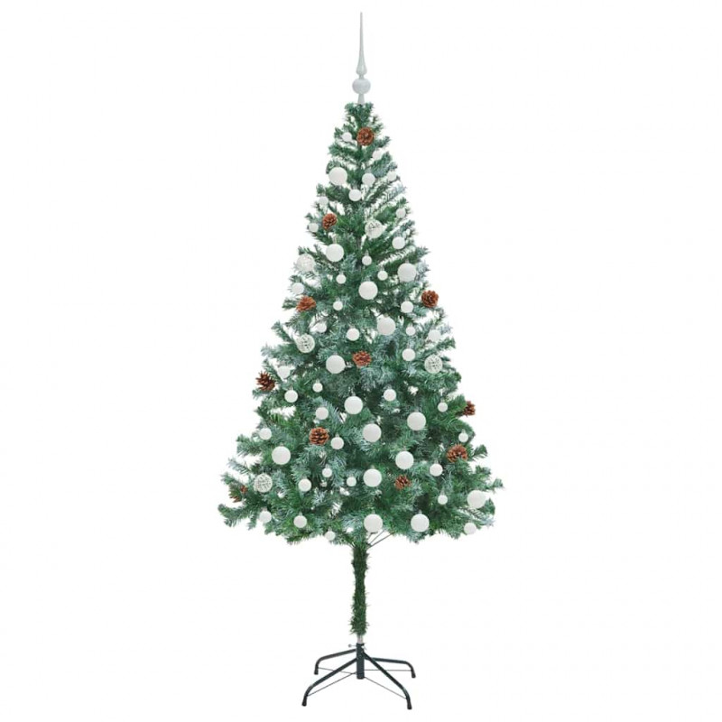 Sztuczna choinka z 300 diodami LED Zielony 180 cm PVC i stal