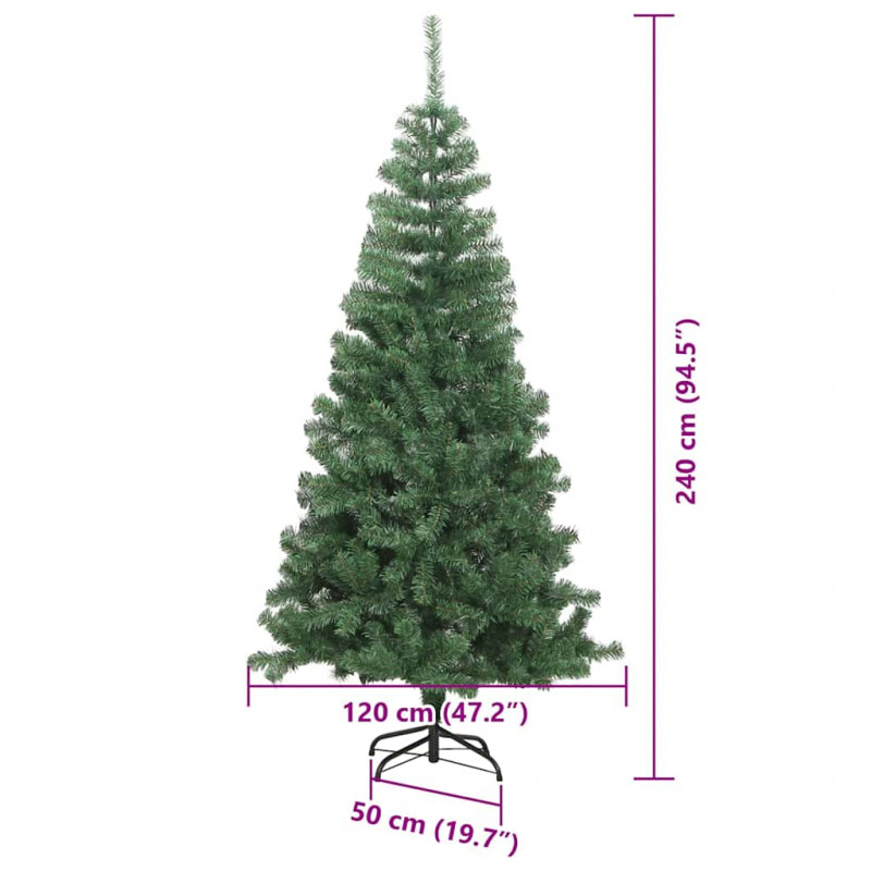 Choinka z 300 diodami LED z podstawą Zielony 240 cm PVC