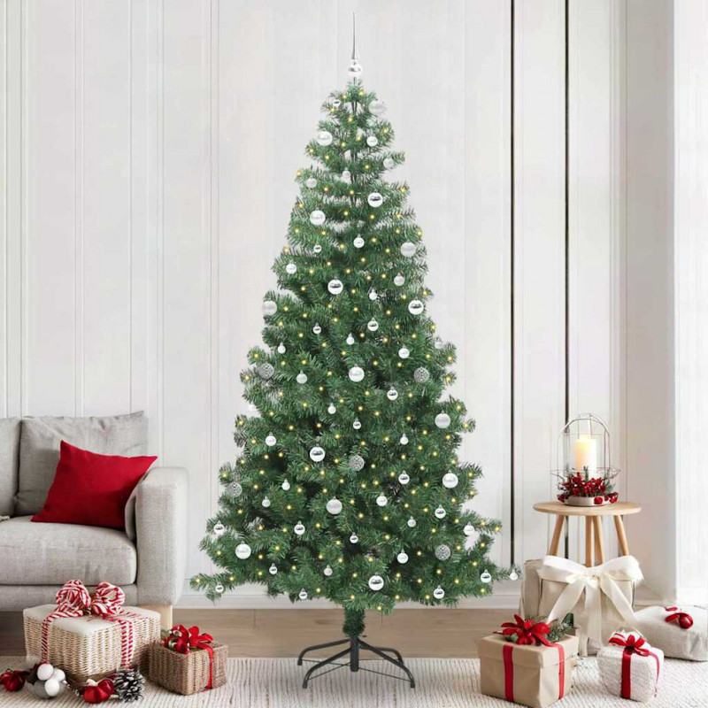 Choinka z 300 diodami LED z podstawą Zielony 240 cm PVC