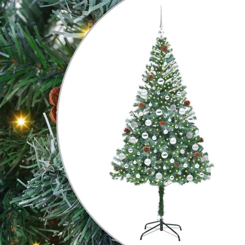 Sztuczna choinka z 300 diodami LED Zielony 180 cm PVC i stal
