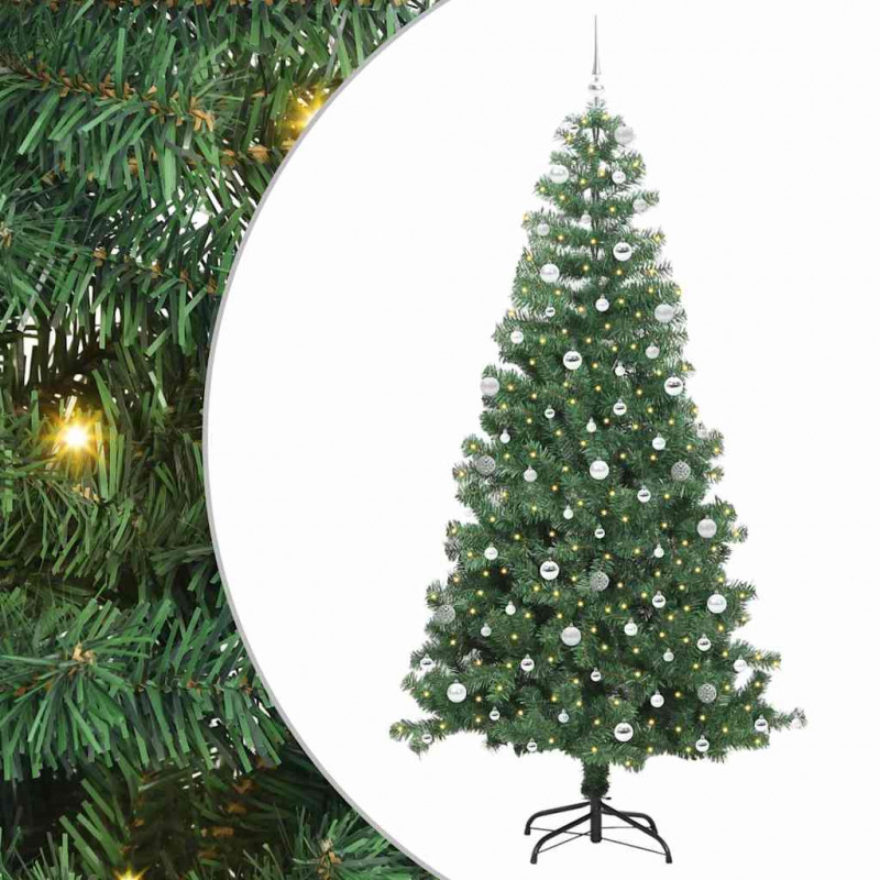 Choinka z 300 diodami LED z podstawą Zielony 240 cm PVC