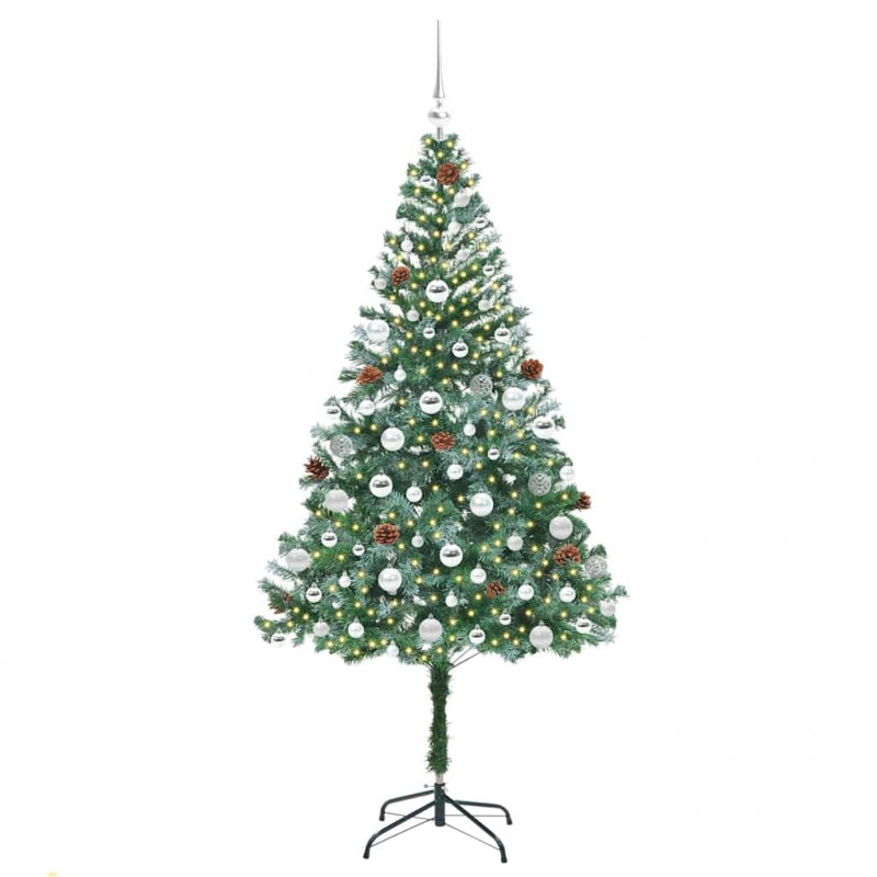 Sztuczna choinka z 300 diodami LED Zielony 180 cm PVC i stal
