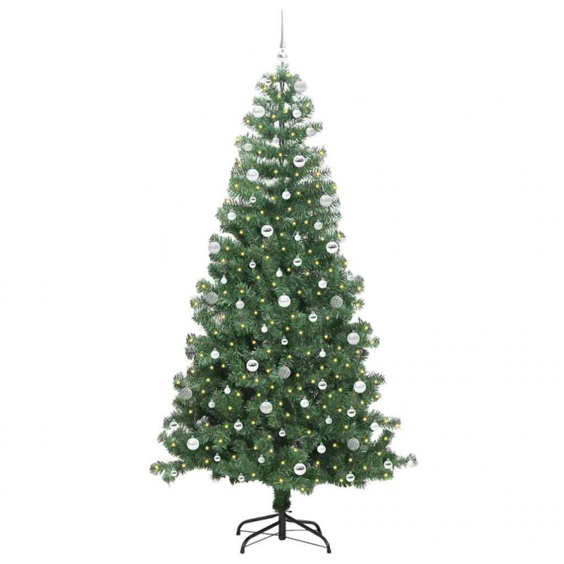 Choinka z 300 diodami LED z podstawą Zielony 240 cm PVC