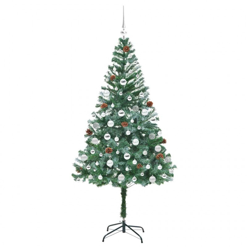 Sztuczna choinka z 300 diodami LED Zielony 180 cm PVC i stal