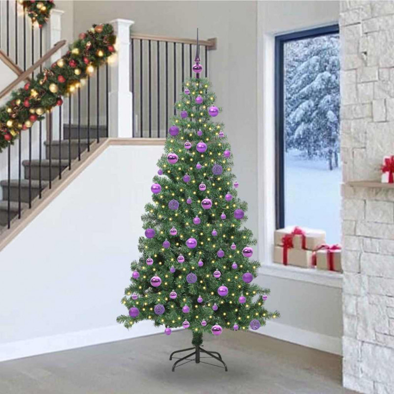 Choinka z 300 diodami LED z podstawą Zielony 240 cm PVC