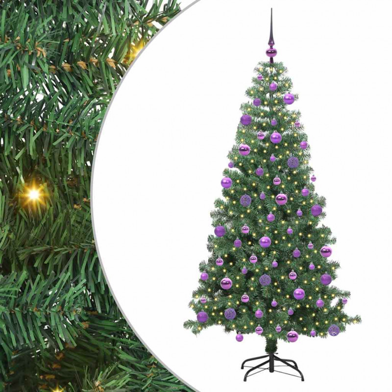 Choinka z 300 diodami LED z podstawą Zielony 240 cm PVC