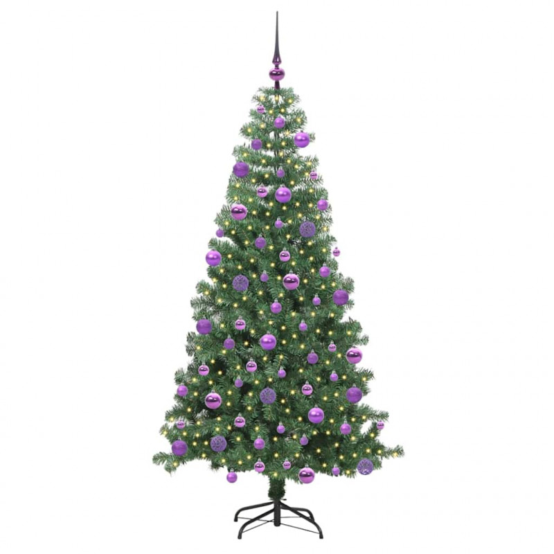 Choinka z 300 diodami LED z podstawą Zielony 240 cm PVC