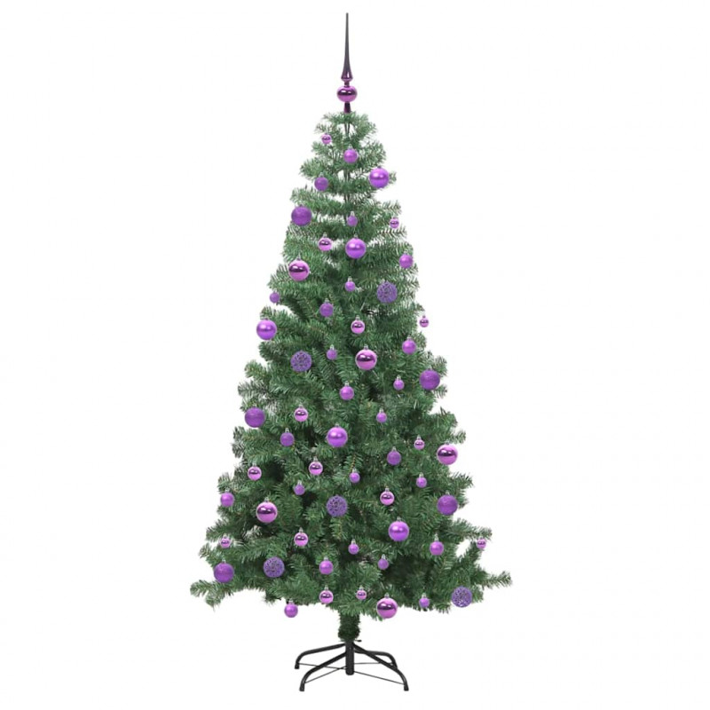 Choinka z 300 diodami LED z podstawą Zielony 240 cm PVC