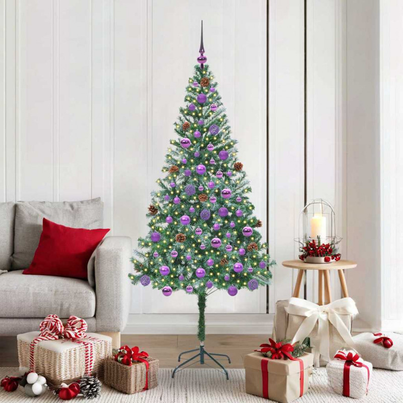 Sztuczna choinka z 300 diodami LED Zielony 180 cm PVC i stal