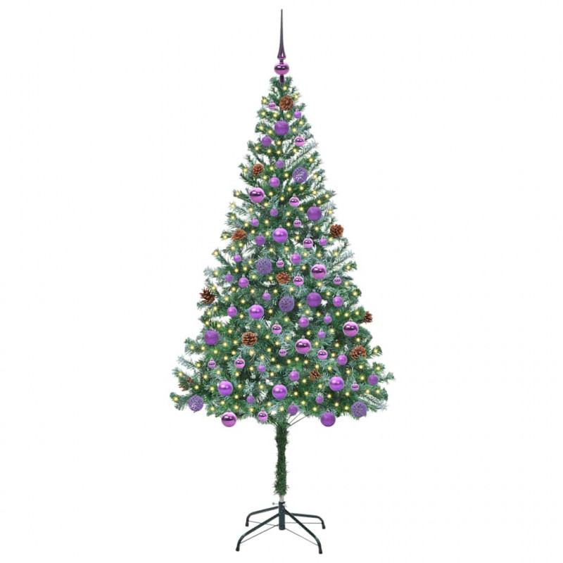 Sztuczna choinka z 300 diodami LED Zielony 180 cm PVC i stal