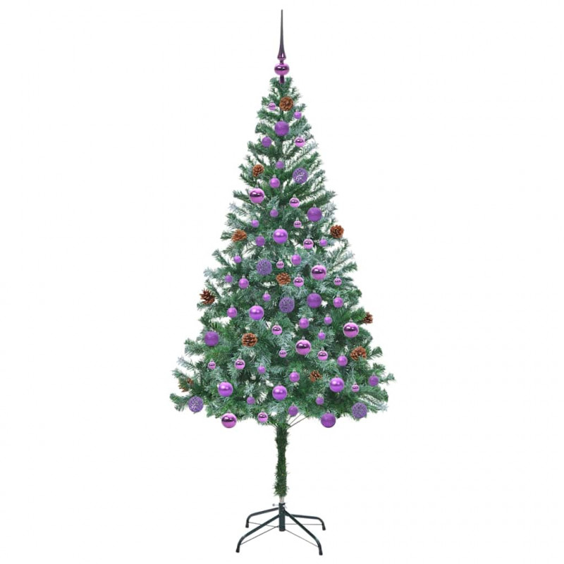 Sztuczna choinka z 300 diodami LED Zielony 180 cm PVC i stal