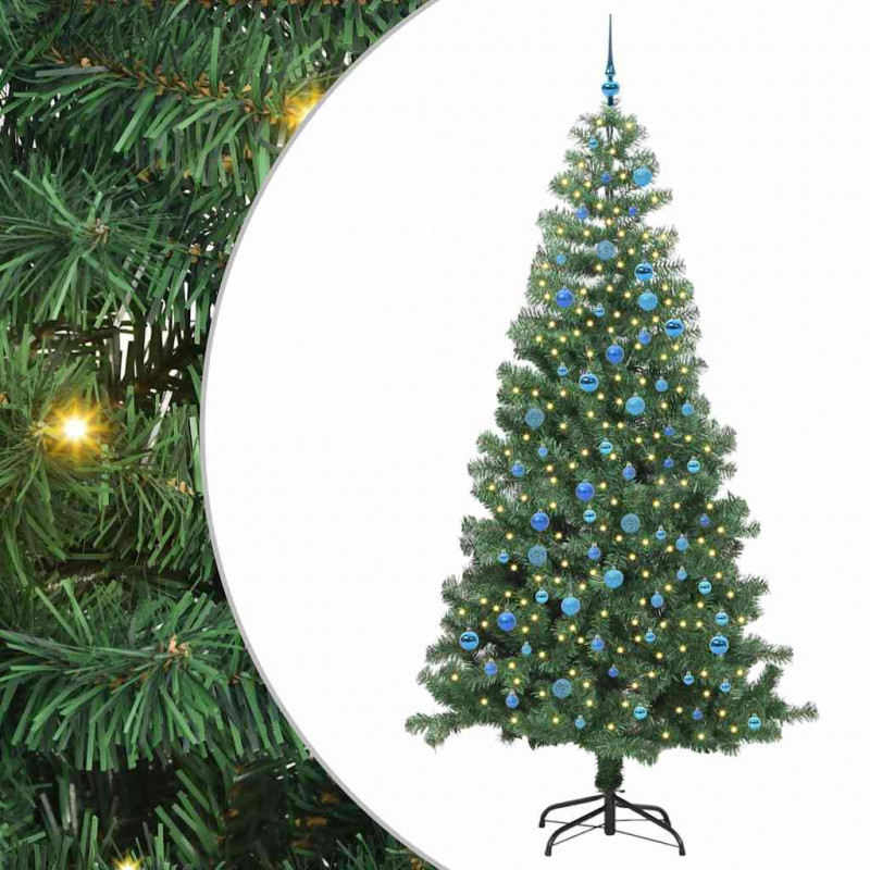 Choinka z 300 diodami LED z podstawą Zielony 240 cm PVC