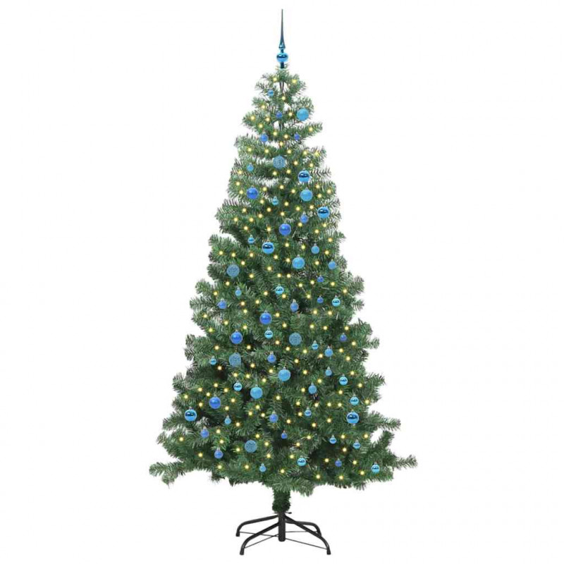 Choinka z 300 diodami LED z podstawą Zielony 240 cm PVC