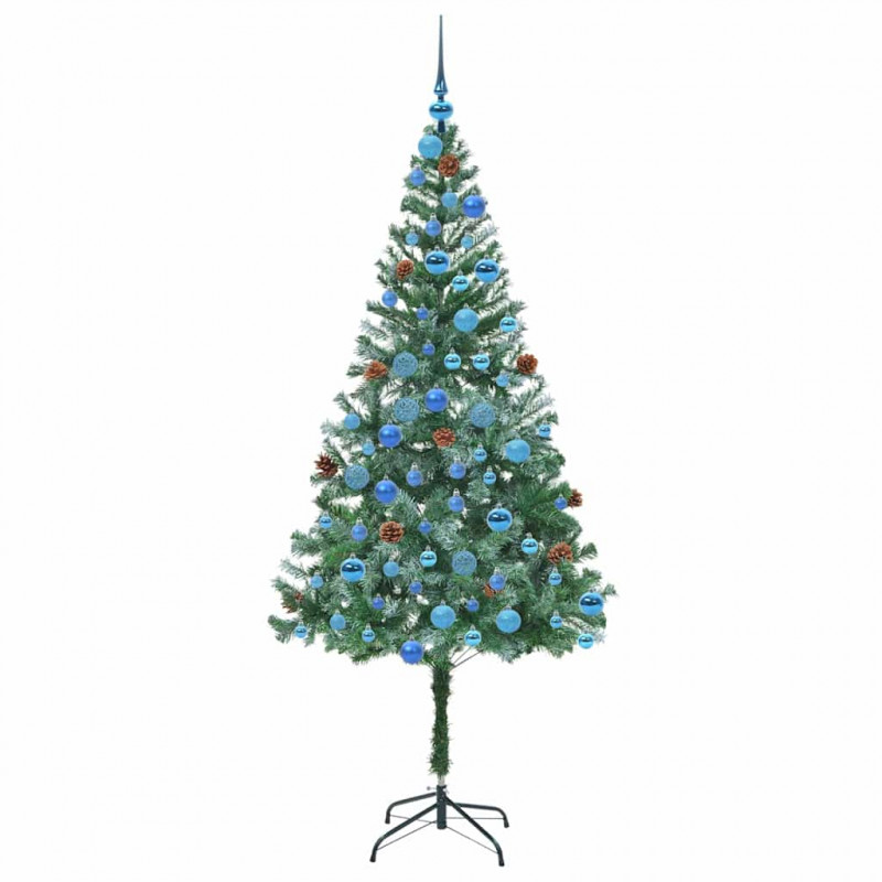 Sztuczna choinka z 300 diodami LED Zielony 180 cm PVC i stal