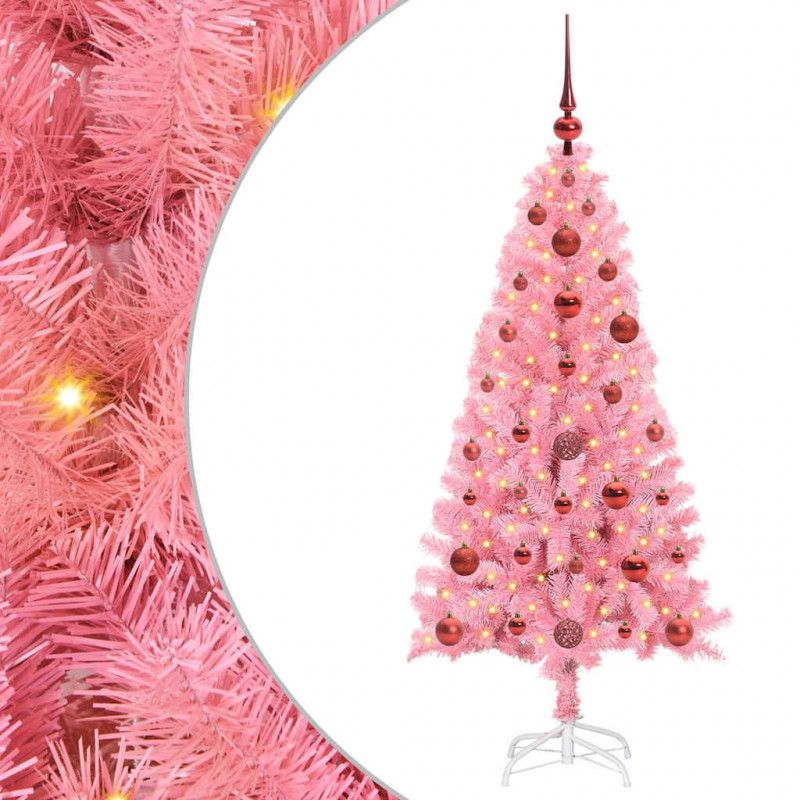 Choinka z 150 diodami LED z podstawą Różowy 120 cm PVC