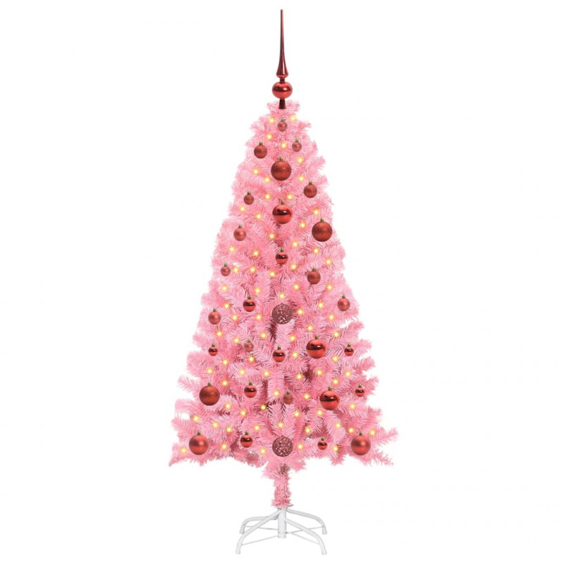 Choinka z 150 diodami LED z podstawą Różowy 120 cm PVC