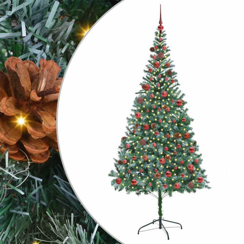 Sztuczna choinka z 300 diodami LED Zielony 210 cm PVC i stal