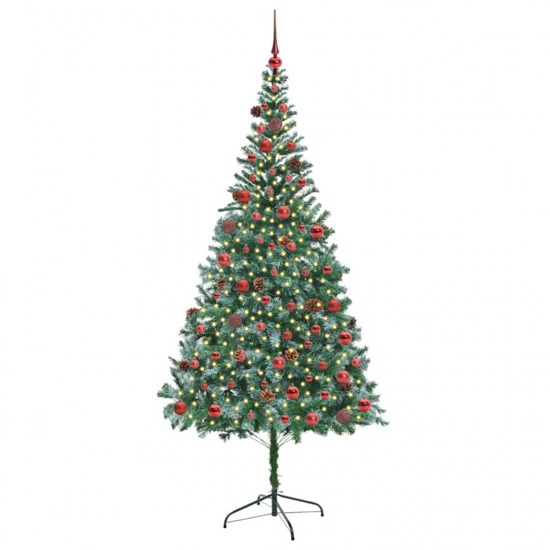 Sztuczna choinka z 300 diodami LED Zielony 210 cm PVC i stal