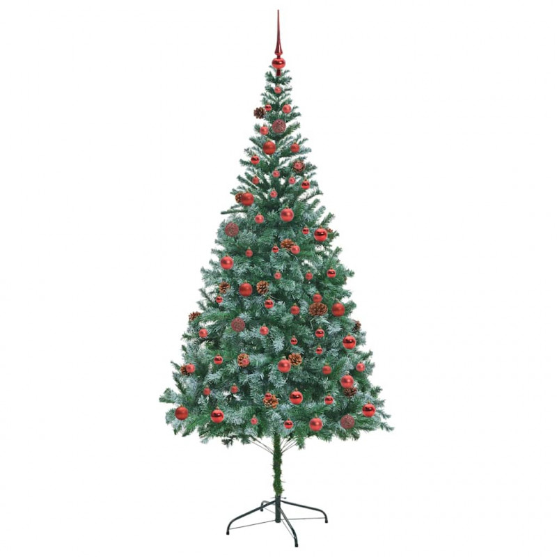 Sztuczna choinka z 300 diodami LED Zielony 210 cm PVC i stal