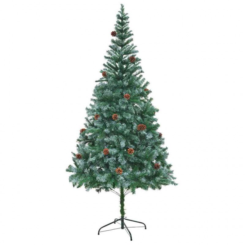 Sztuczna choinka z 300 diodami LED Zielony 210 cm PVC i stal