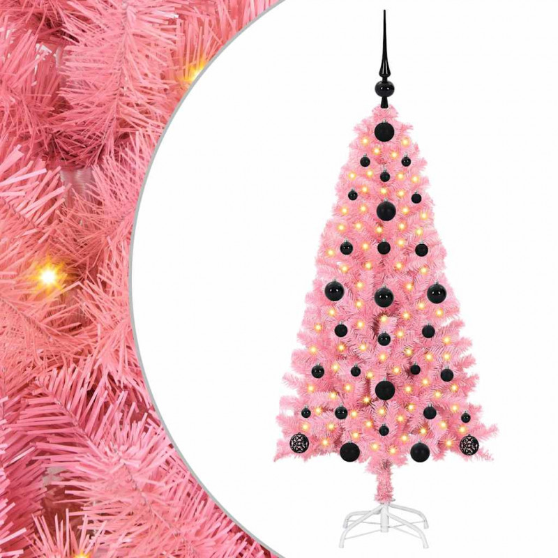 Choinka z 150 diodami LED z podstawą Różowy 120 cm PVC