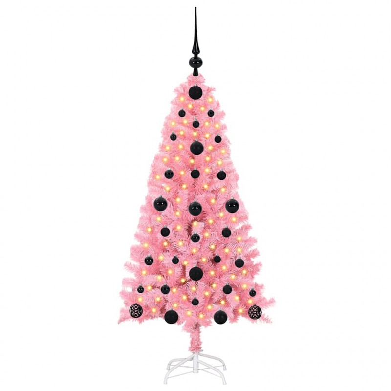 Choinka z 150 diodami LED z podstawą Różowy 120 cm PVC