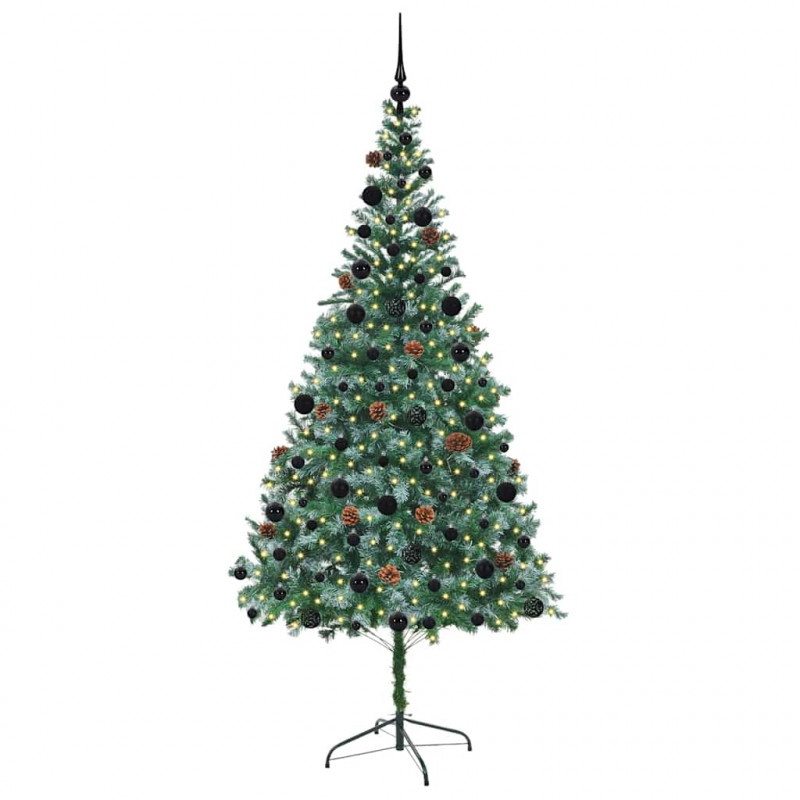 Sztuczna choinka z 300 diodami LED Zielony 210 cm PVC i stal